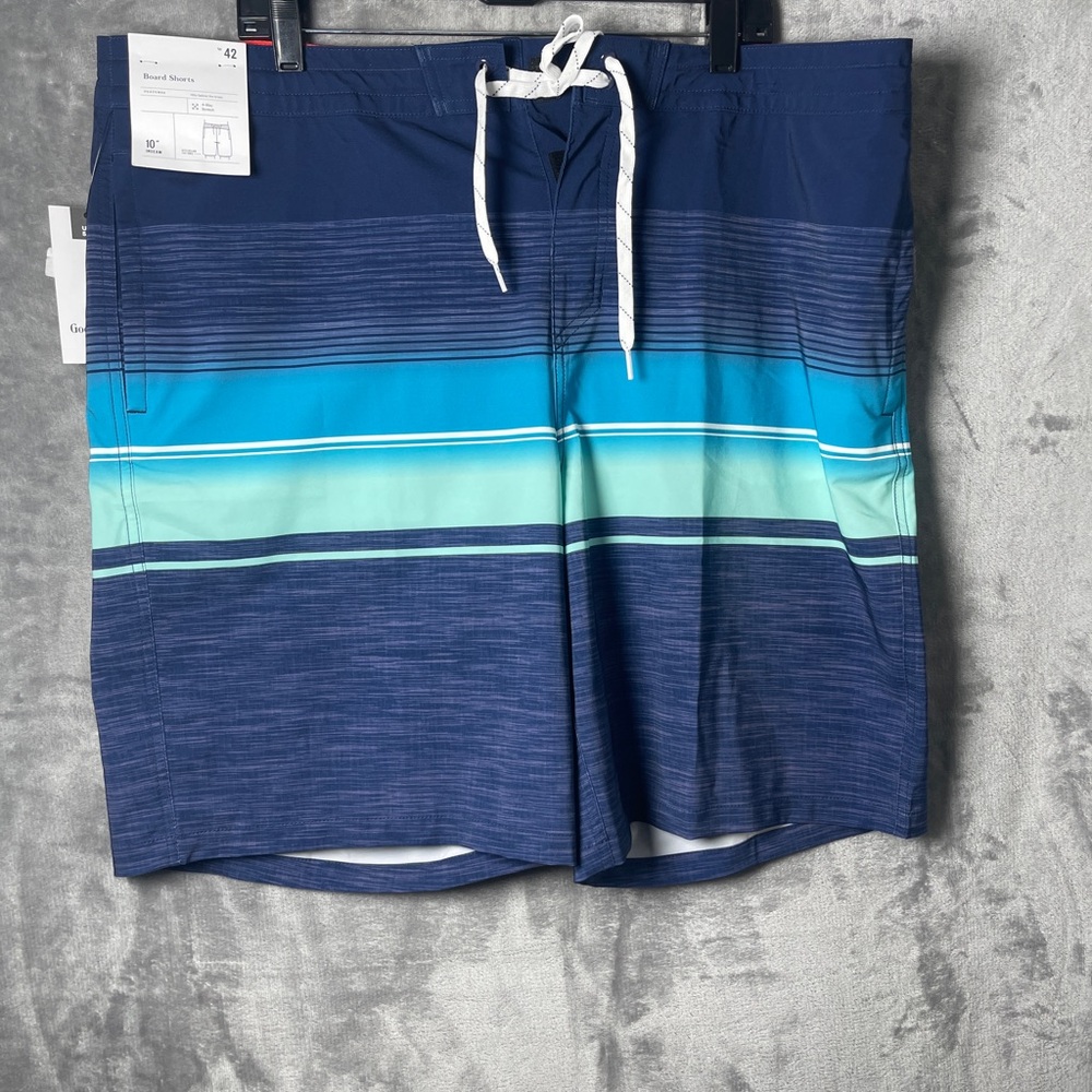 Men's Blue Striped Swim Shorts